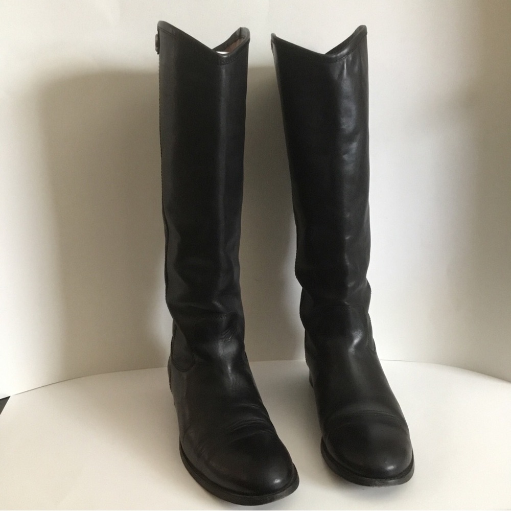 Frye Melissa Button 2 - 9B Tall Black Extended Riding Boots 75447 Leather w/ Box